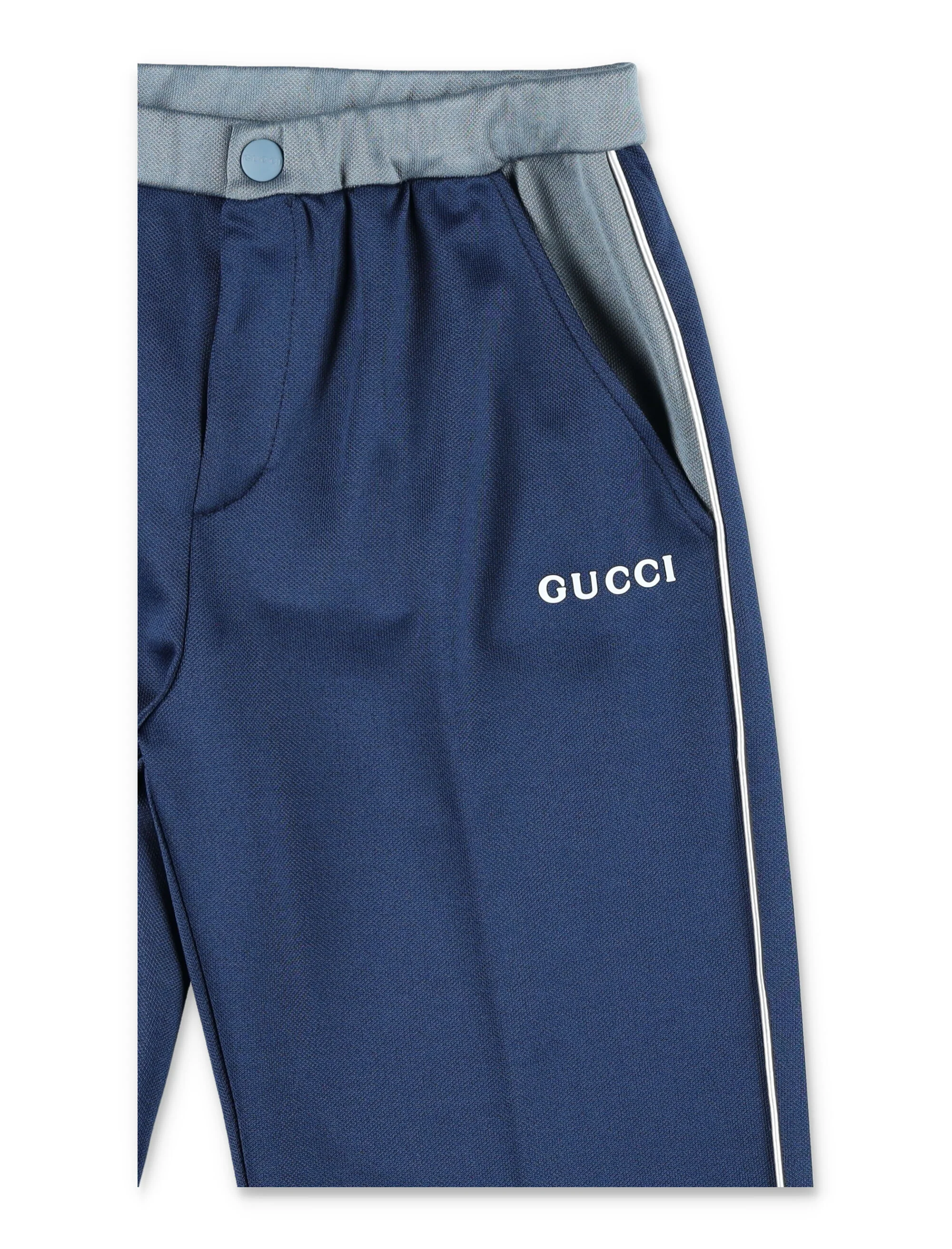 Gucci technical jersey pants for kids Prussian Blue Polyester