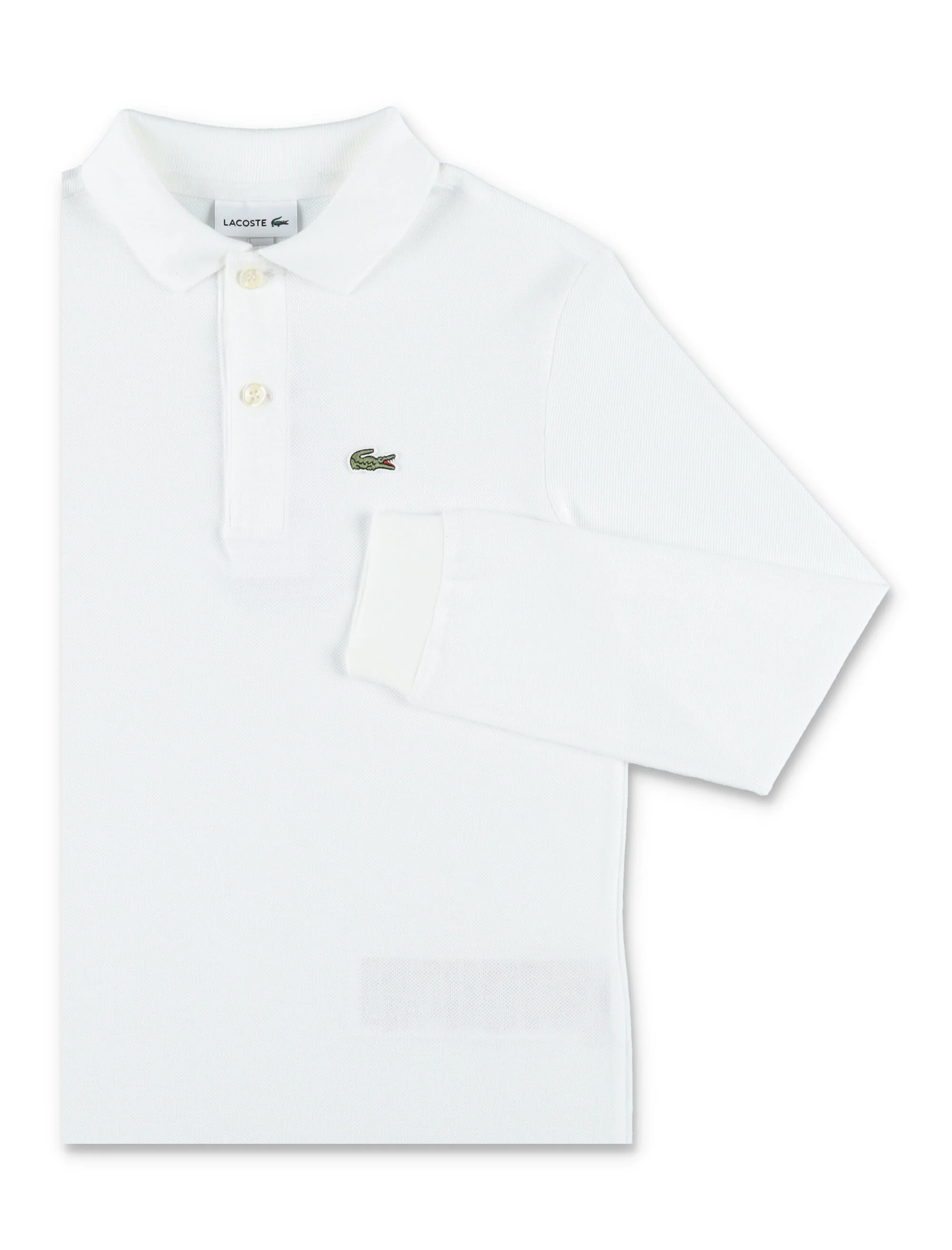 Lacoste Boys Long-Sleeve Petit Piqué Polo White Cotton T-shirt