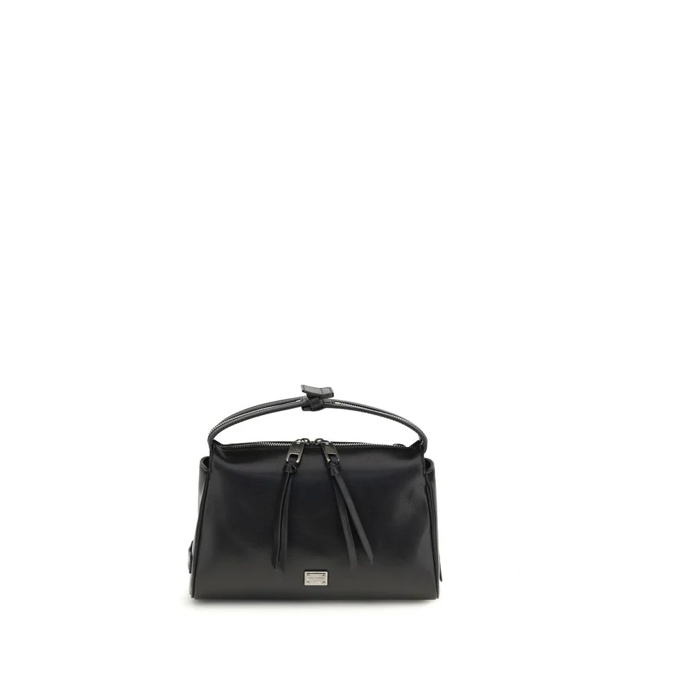 Dolce & Gabbana Black Calf Leather Bos Taurus Handbag Bag
