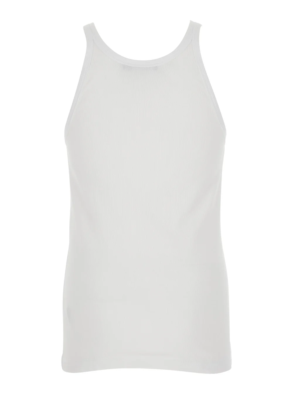 Dolce & Gabbana White Sleeveless Tank Top with Round Neck and Logo Patch on the Front in Cotton for Man Tops
