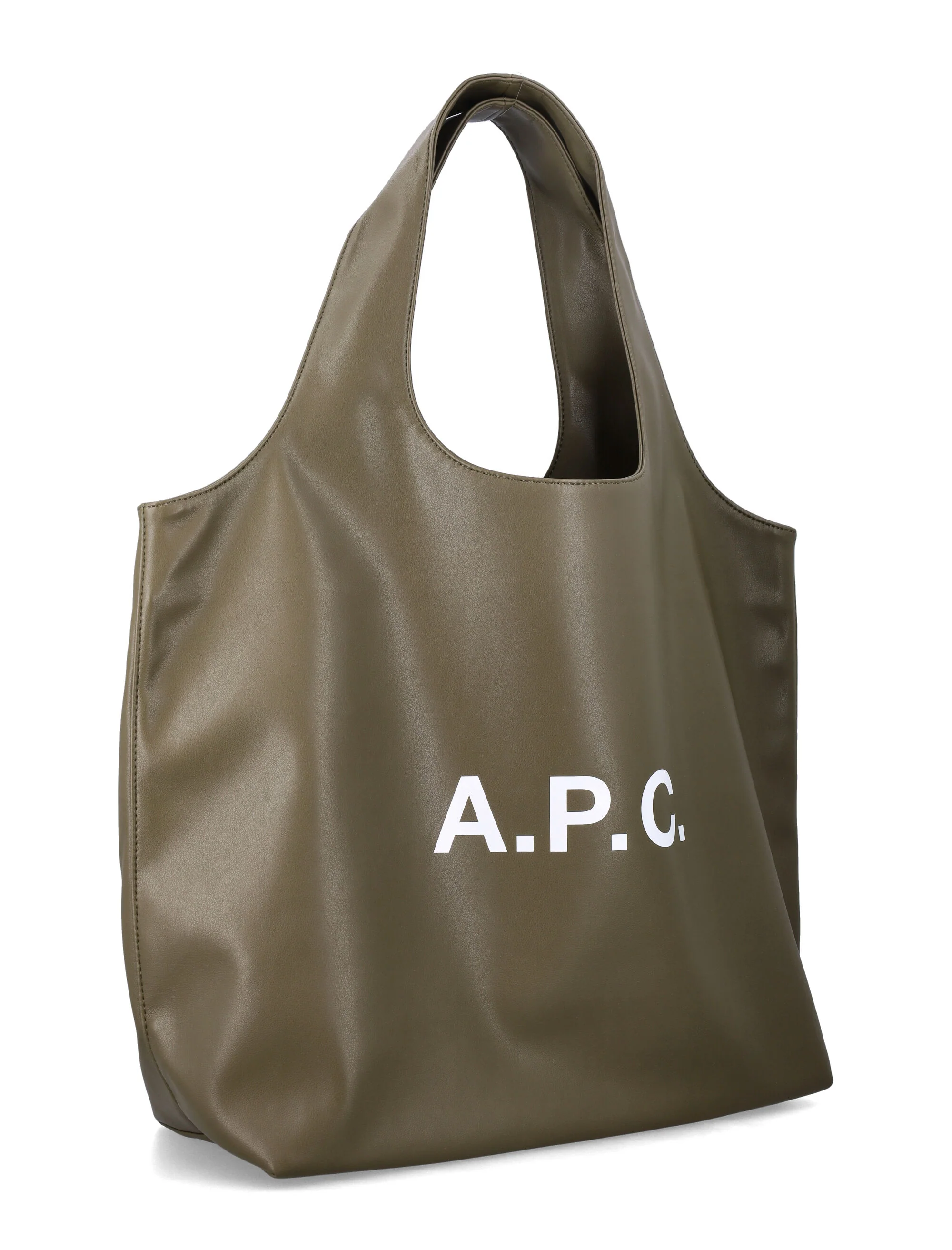 A.P.C. Ninon tote bag with logo Khaki Polyurethane