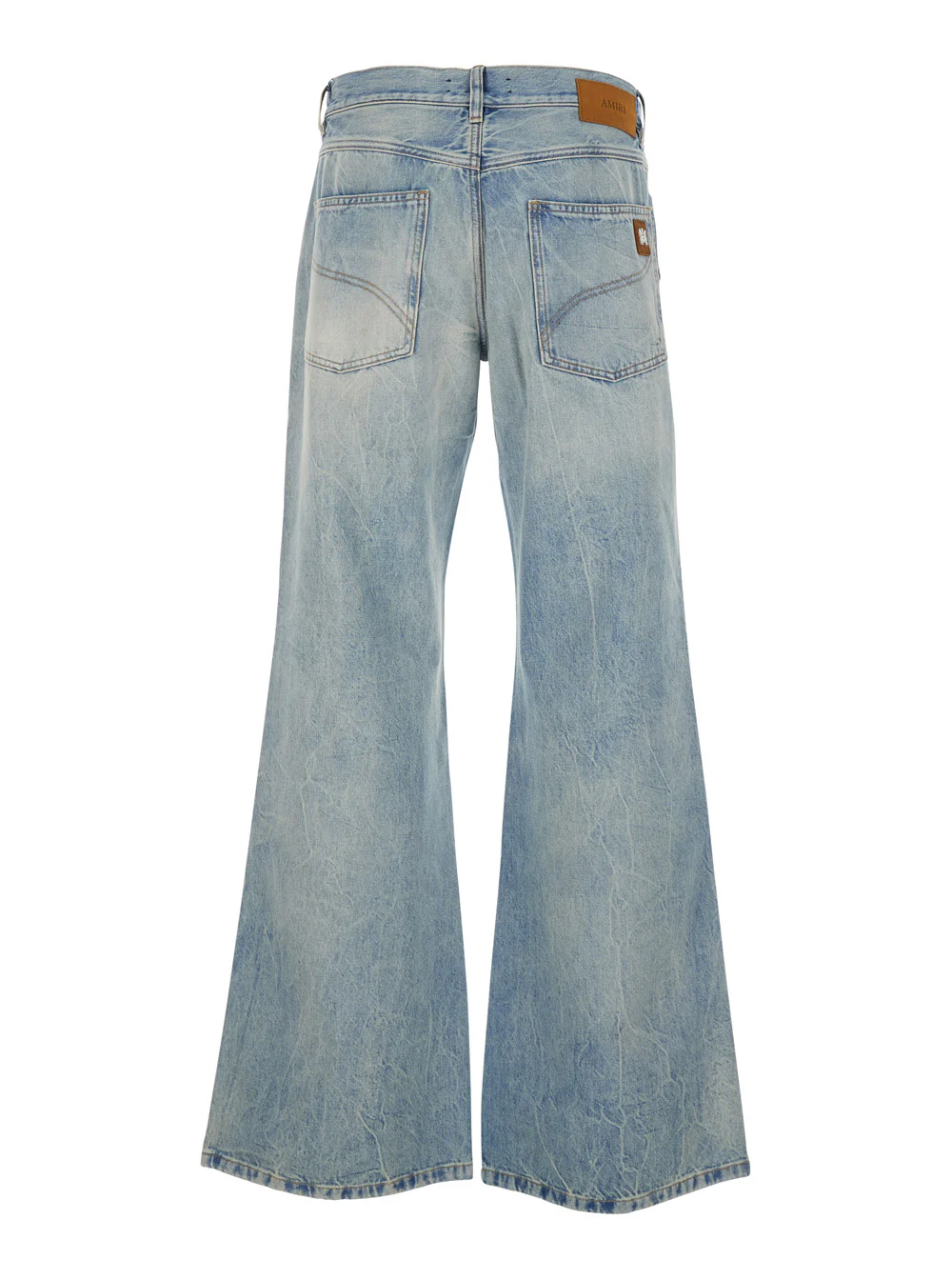 Amiri Light Blue Jeans with Logo Patch on the Back and Faded Effect in Denim for Men Cotton