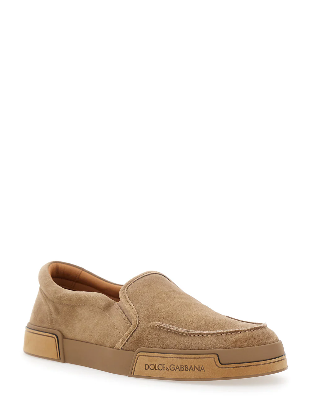 Dolce & Gabbana Portofino Brown Sneakers with Logo Lettering on the Sole in Suede Woman Rubber
