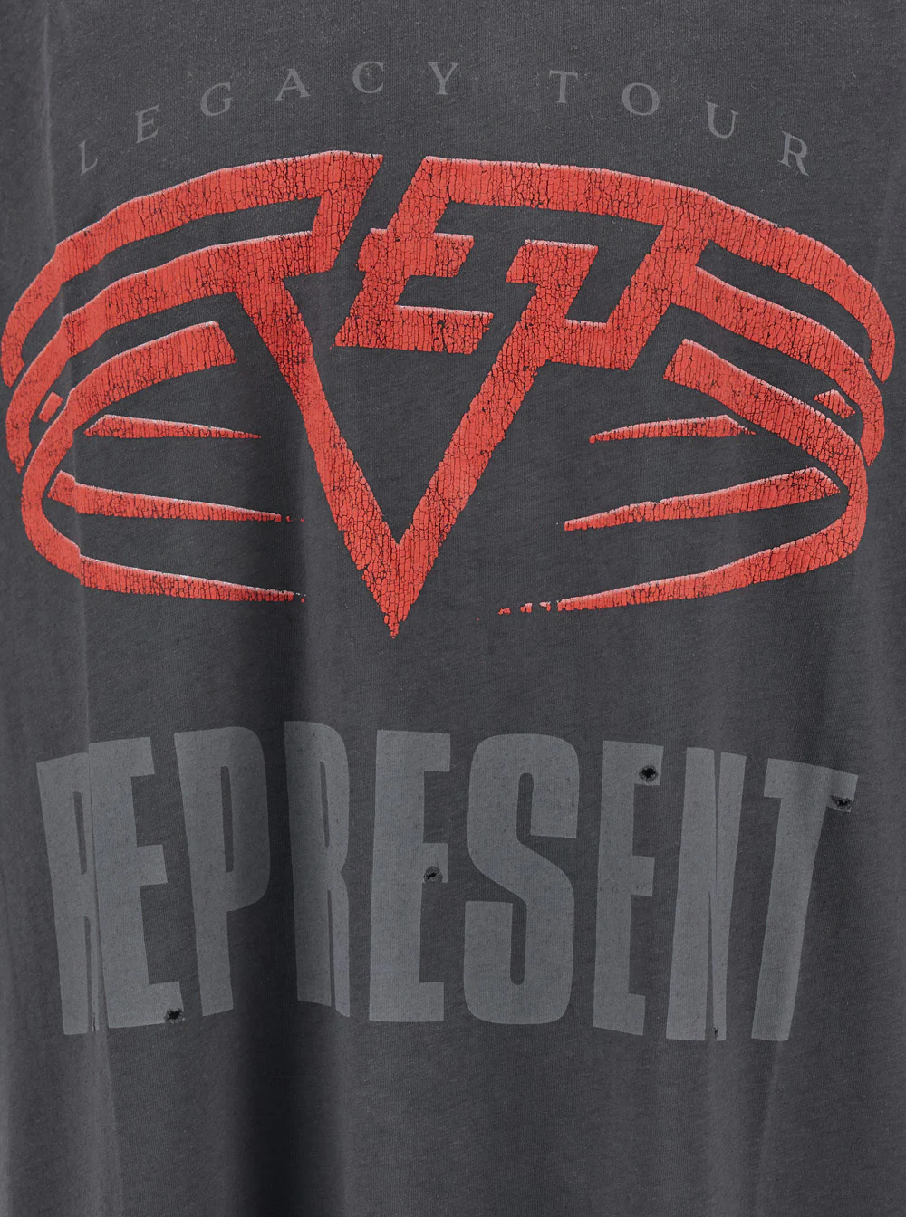 Represent Grey Crewneck T-Shirt with Maxi Logo Print on Front and Rear in Cotton Blend Man Tshirts Polo Shirts