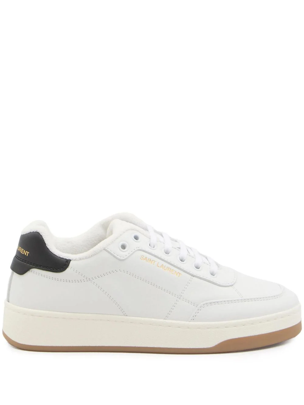 Saint Laurent Flat Shoes Blanc Optique/nero Leathe Rand Out.mat