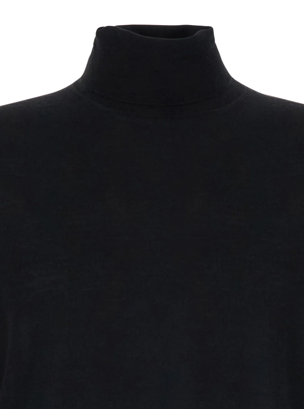 Plain Black Turtleneck Sweater in Merino Wool and Silk Blend Man Merinos Cashmere Jersey