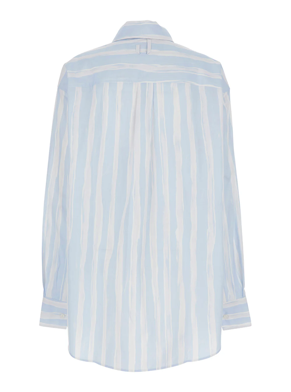 Jacquemus La Chemise Camargue Light Blue T-Shirt with Classic Collar and All-Over Stripe Motif in Cotton for Men Shirts Blouses