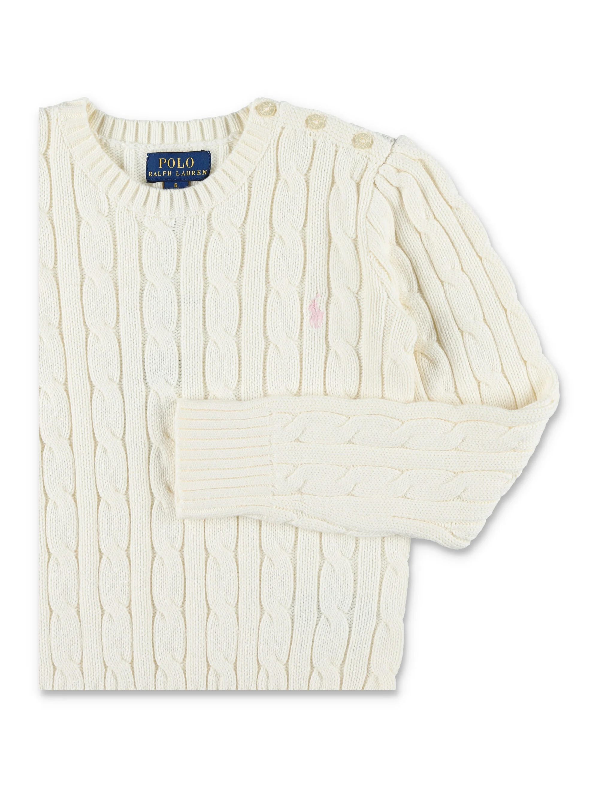 Polo Ralph Lauren Cable-Knit Cotton Sweater For Girls White