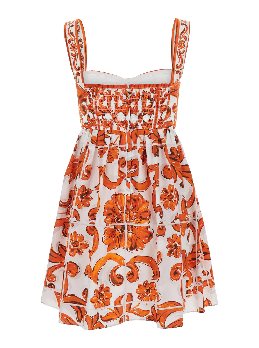 Dolce & Gabbana Maiolica Mini Dress Orange