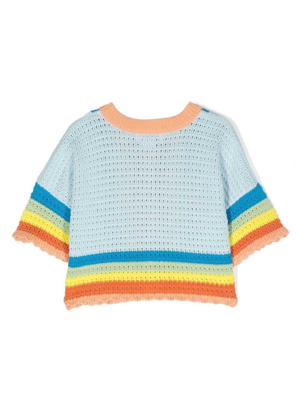Stella Mccartney Kids Color-Block Crochet Knit Cardigan Multicolored Cotton Girl Jersey