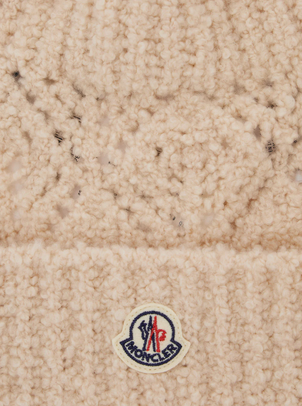 Moncler Kids White Beanie with Pompom and Logo Patch on the Front in Wool Girl Virgin Hats Gloves