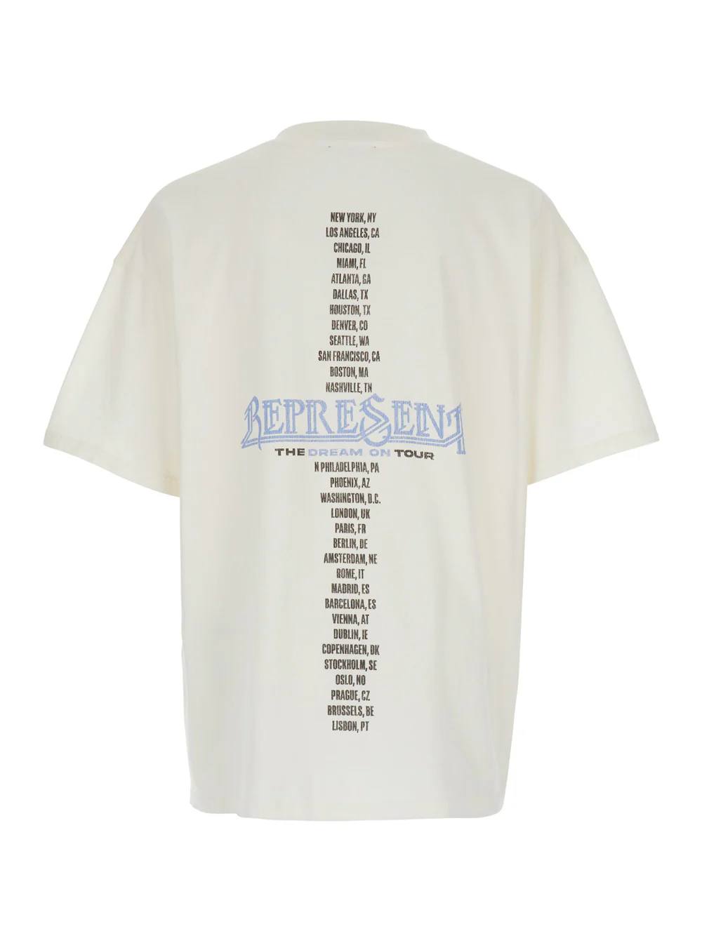 Represent White T-Shirt with Graphic Print on Front and Back for Men Cotton Tshirts Polo Shirts