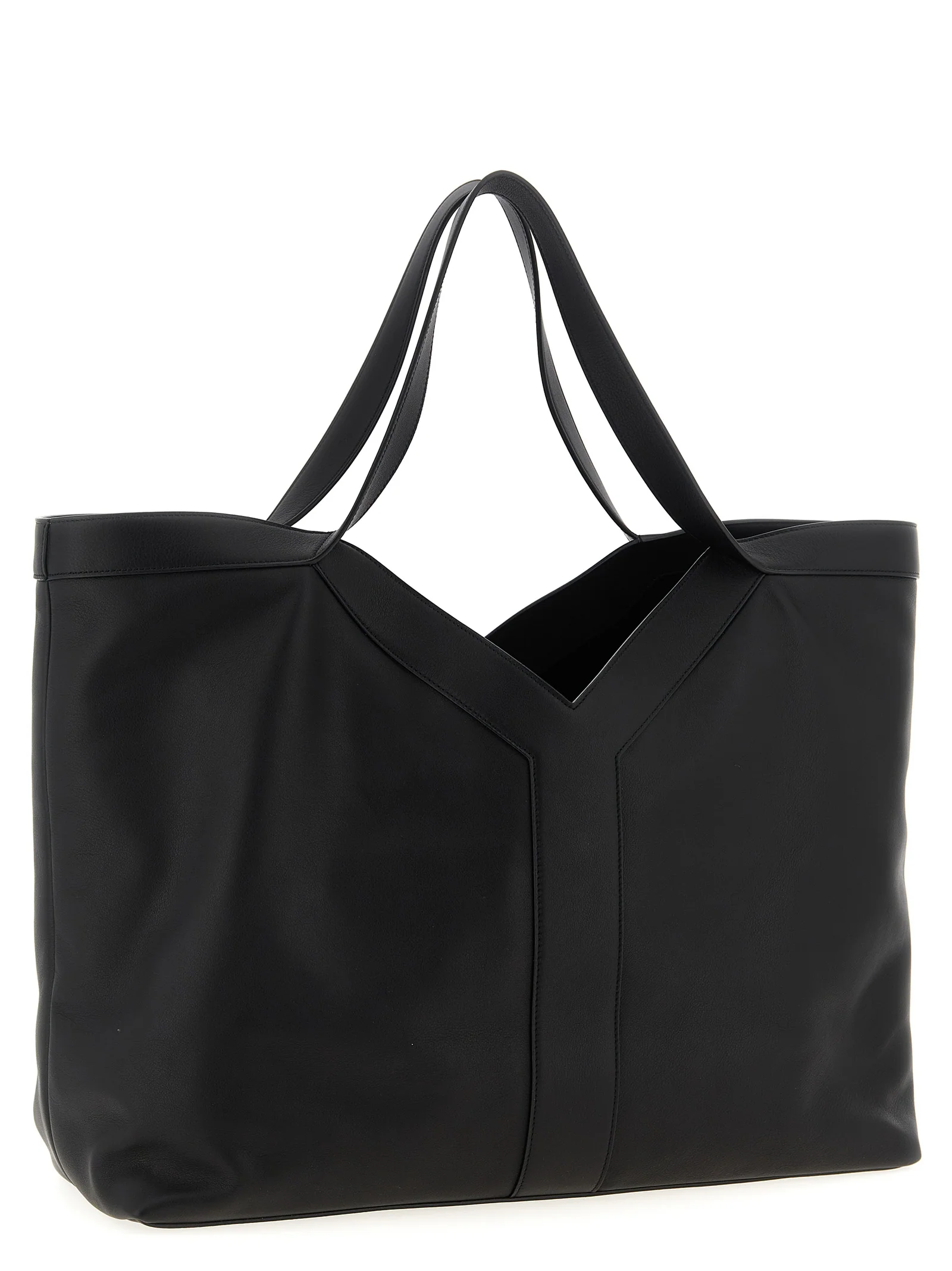 Saint Laurent Y large shopping bag Black Calfskin Leather (bos Taurus) Tote