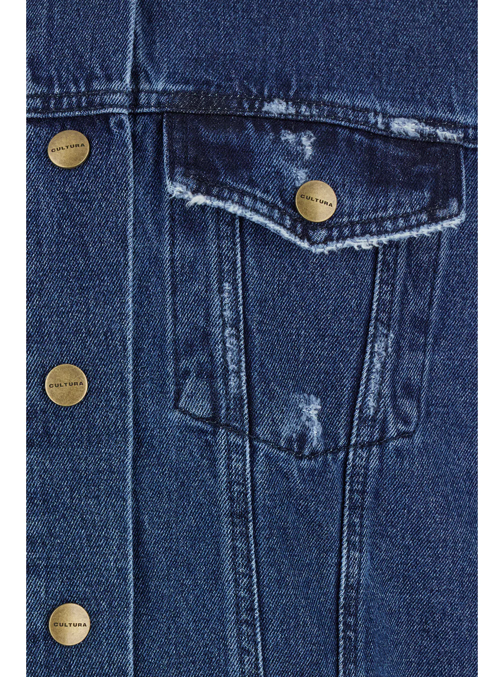Cultura Blue Jacket with Branded Buttons in Denim Man Blu Outerwear