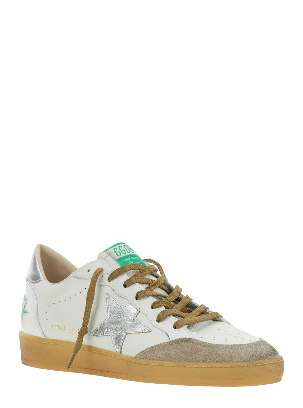 Golden Goose Ballstar White Low Top Sneakers with Logo Patch on the Tongue and Star Side in Leather Man Goat Cow