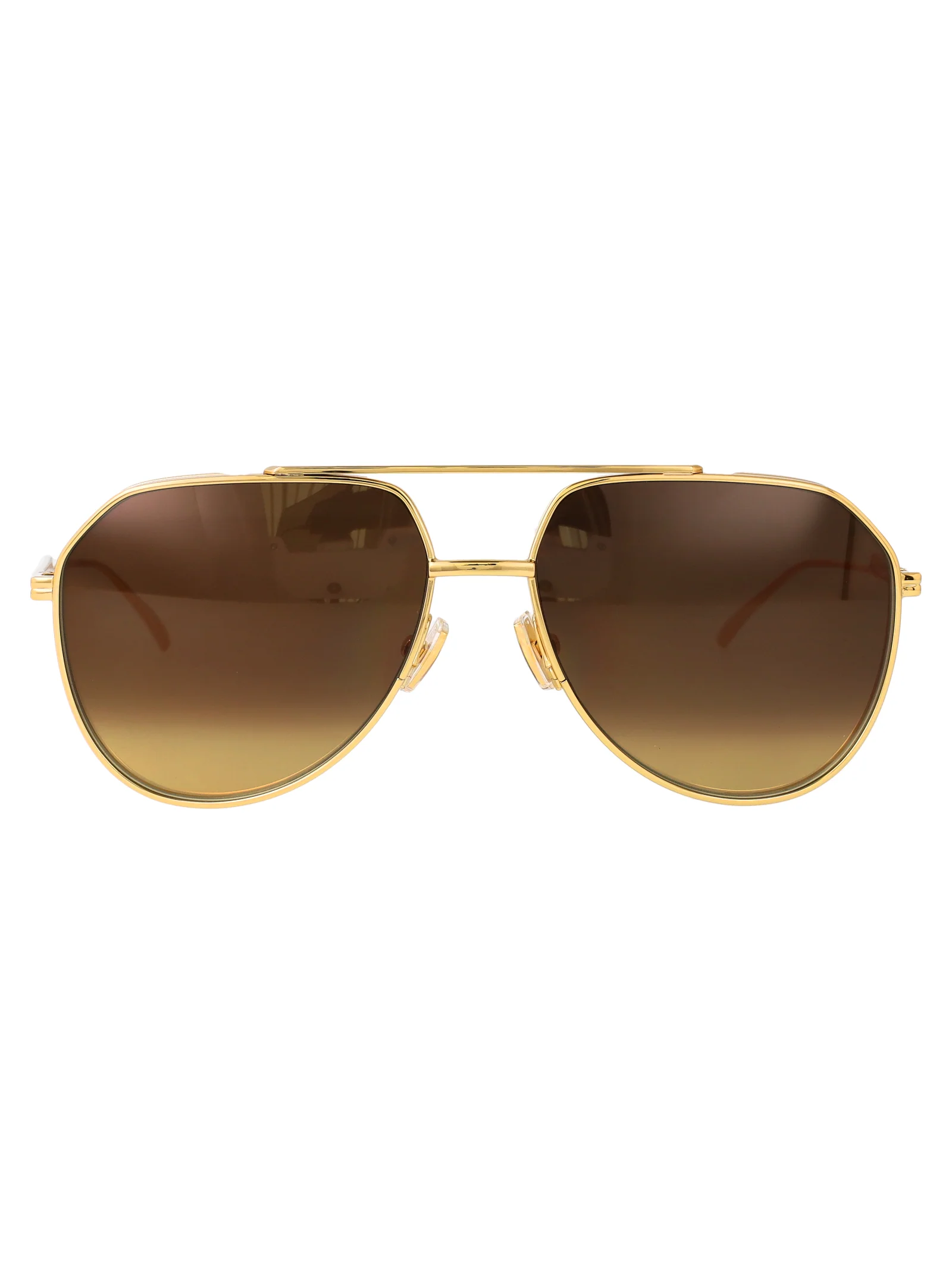 Bottega Veneta Bv1465s Gold-gold-brown Metal Sunglasses