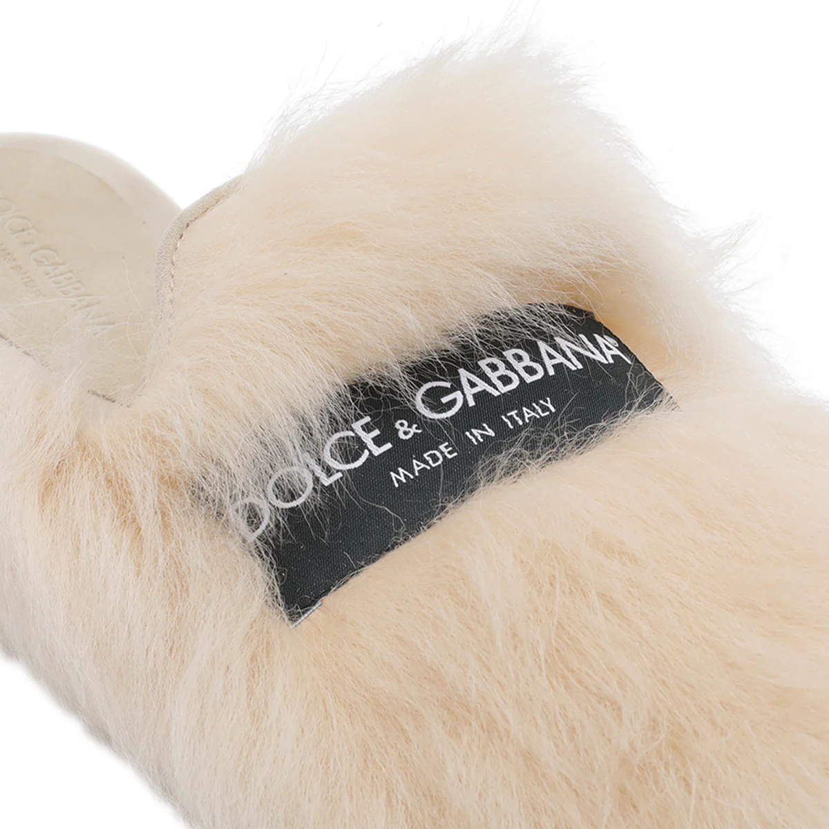 Dolce & Gabbana Sandals White Real Fur/rubber Sole