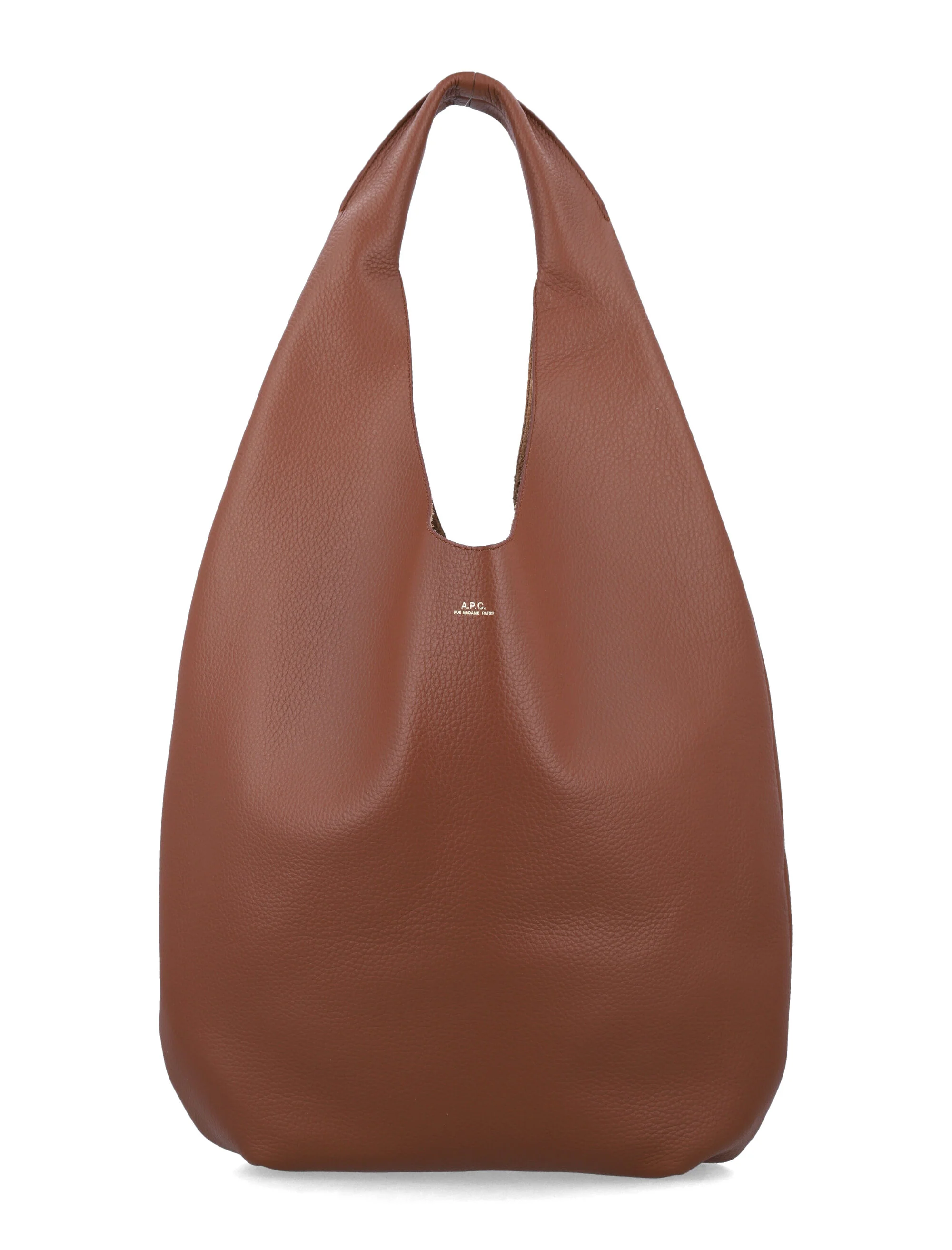 A.P.C. Le Neige Grained Leather Handbag Hazelnut Cow Tote