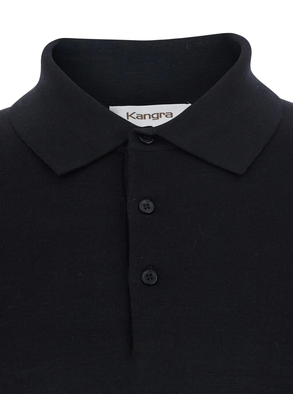 Kangra Black Polo Shirt With Classic Collar And Ribbed Finishes In Cotton For Men Tshirts Kangra Black Polo Shirt With Classic Collar And Ribbed Finishes In Cotton For Men Tshirts
