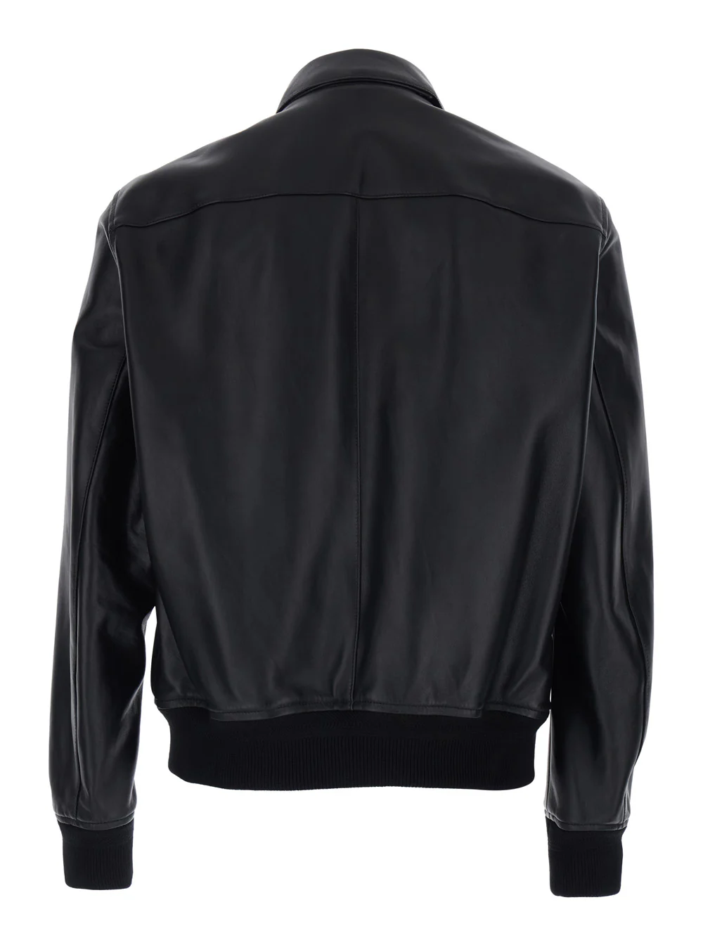 Tom Ford Black Jacket with Classic Collar and One Zip Pocket on the Sleeve in Leather for Men Lamb Outerwear