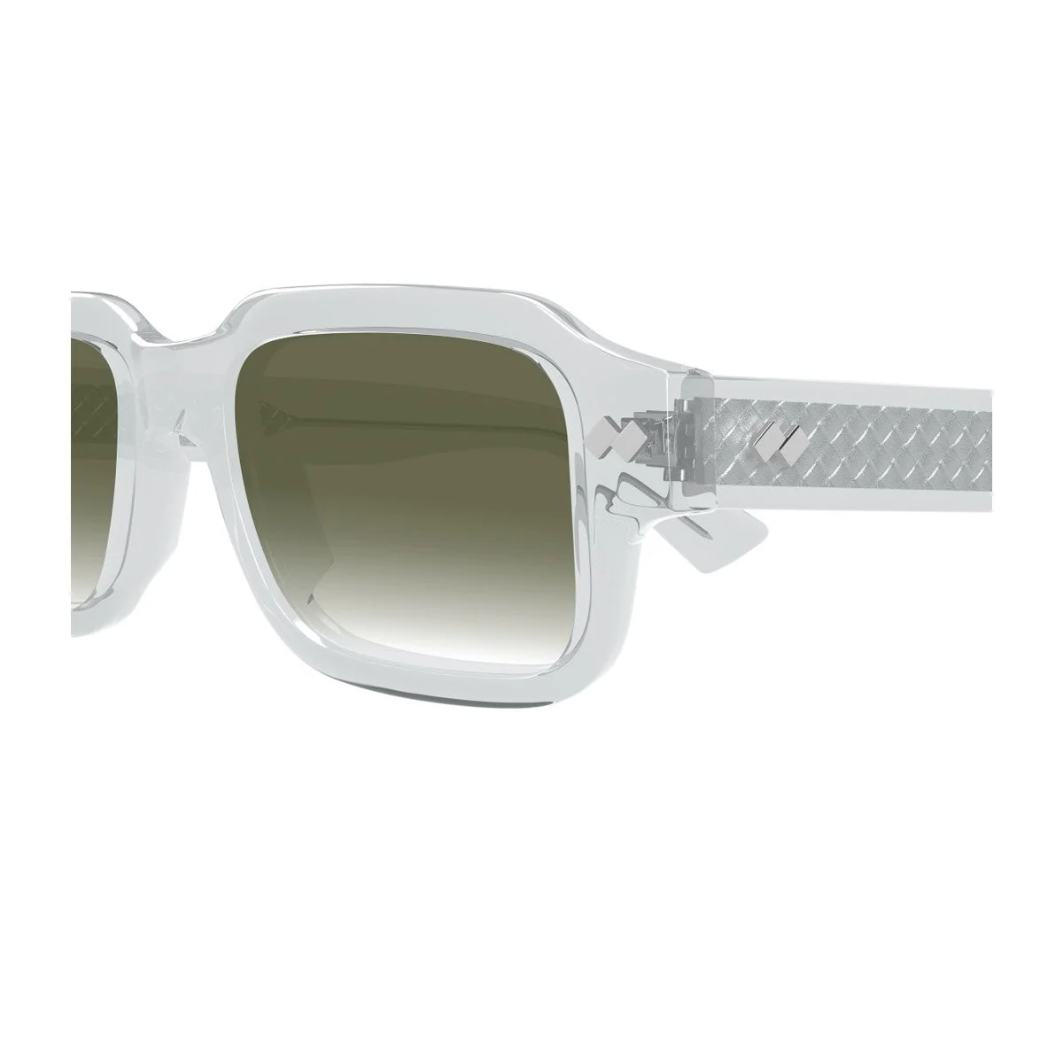 Bottega Veneta Bv1442s Linea Intrecciato Transparent Grey Acetato Riciclato Sunglasses