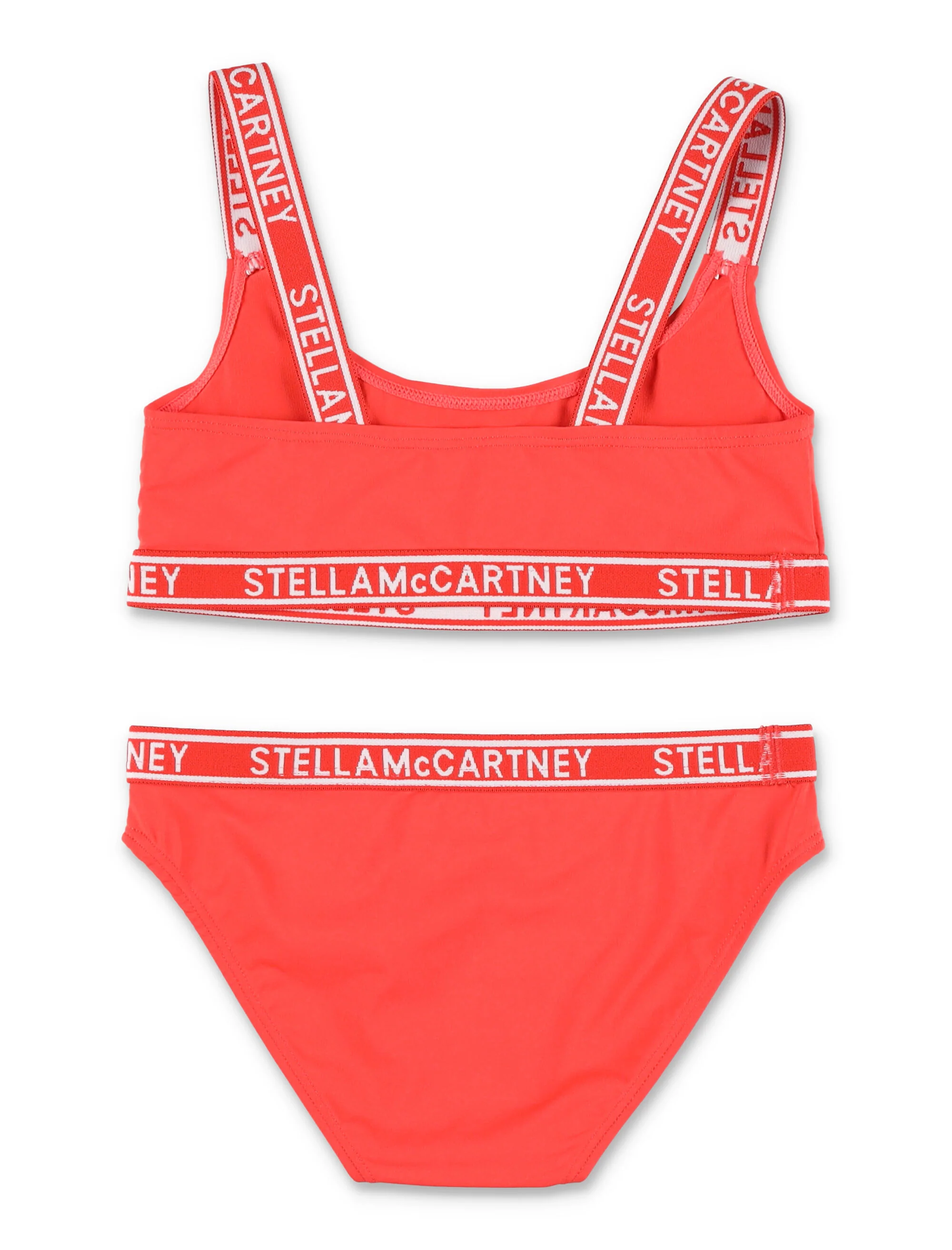 Stella Mccartney Kids Logo Bikini Set For Girls Red Polyamide
