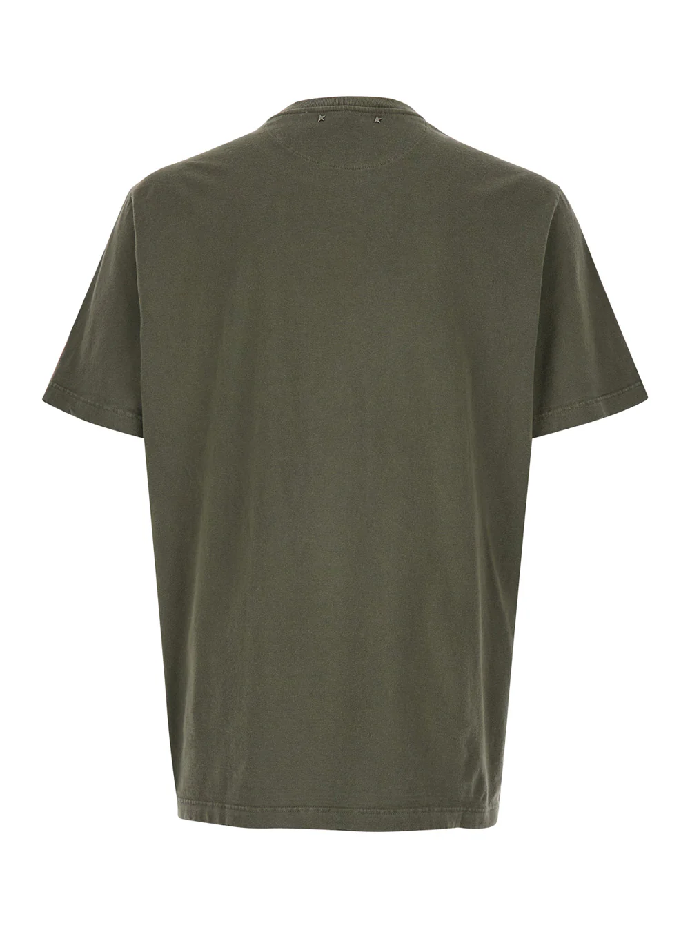 Golden Goose Green T-Shirt with Front Logo and Patch in Cotton for Men Tshirts Polo Shirts