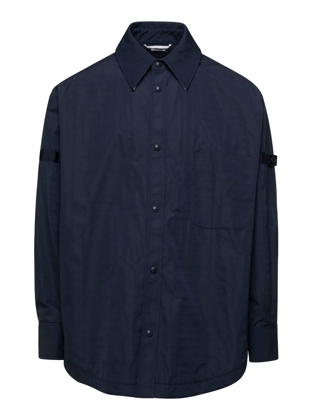 Thom Browne Oversized Blue Shirt with Patch Pockets in Polyamide Blend Man Blu Polyurethane And Blouses