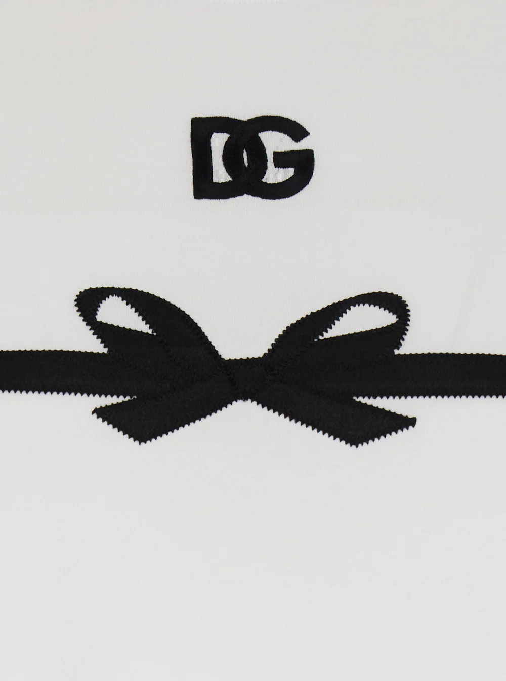 Dolce & Gabbana White Crewneck T-Shirt with Logo Print on the Front in Cotton Woman Tshirts And Polo Shirts