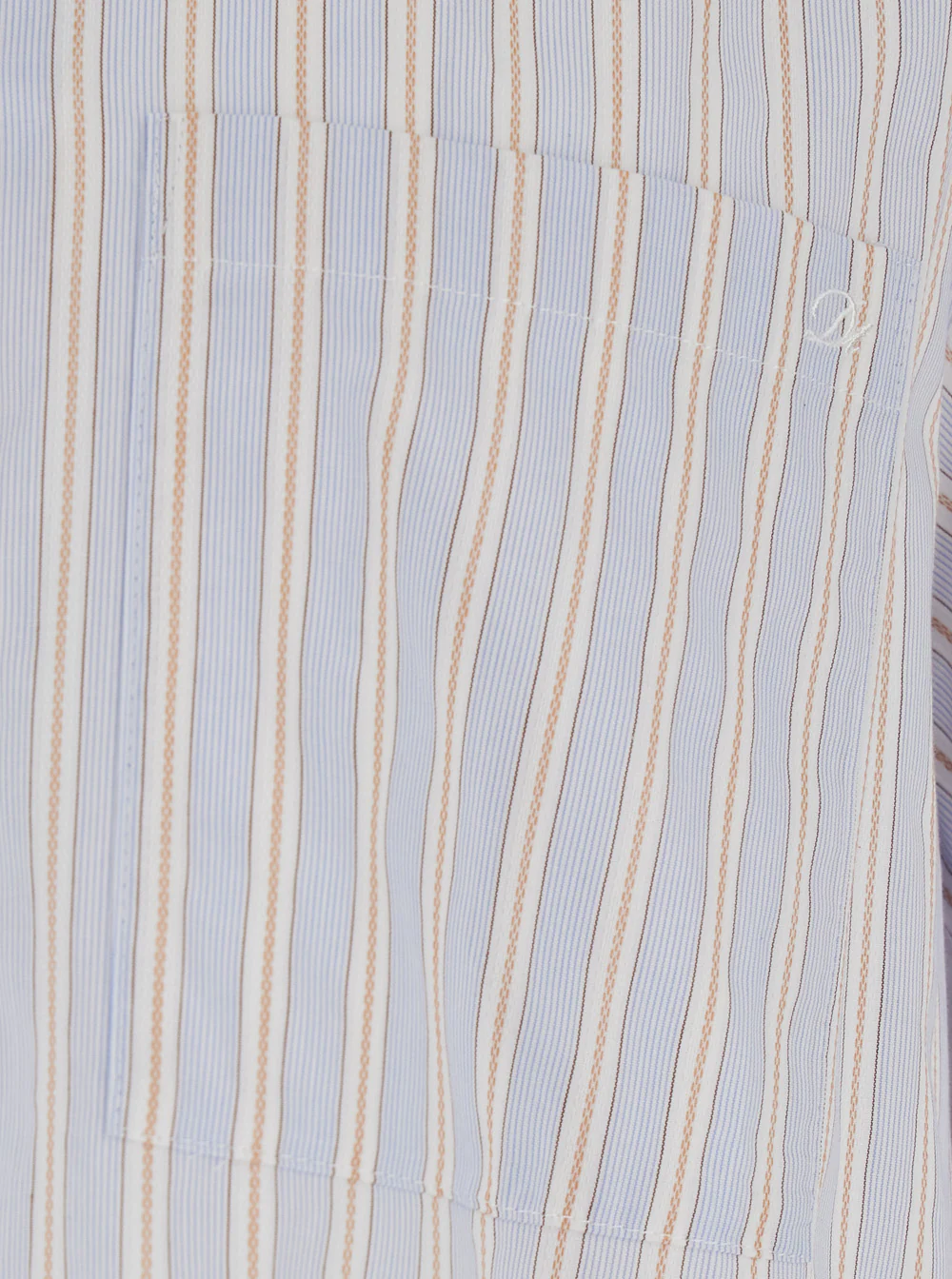 Dunst Beige Shirt With Open Collar And All-Over Striped Motif Cotton For Men Blouses