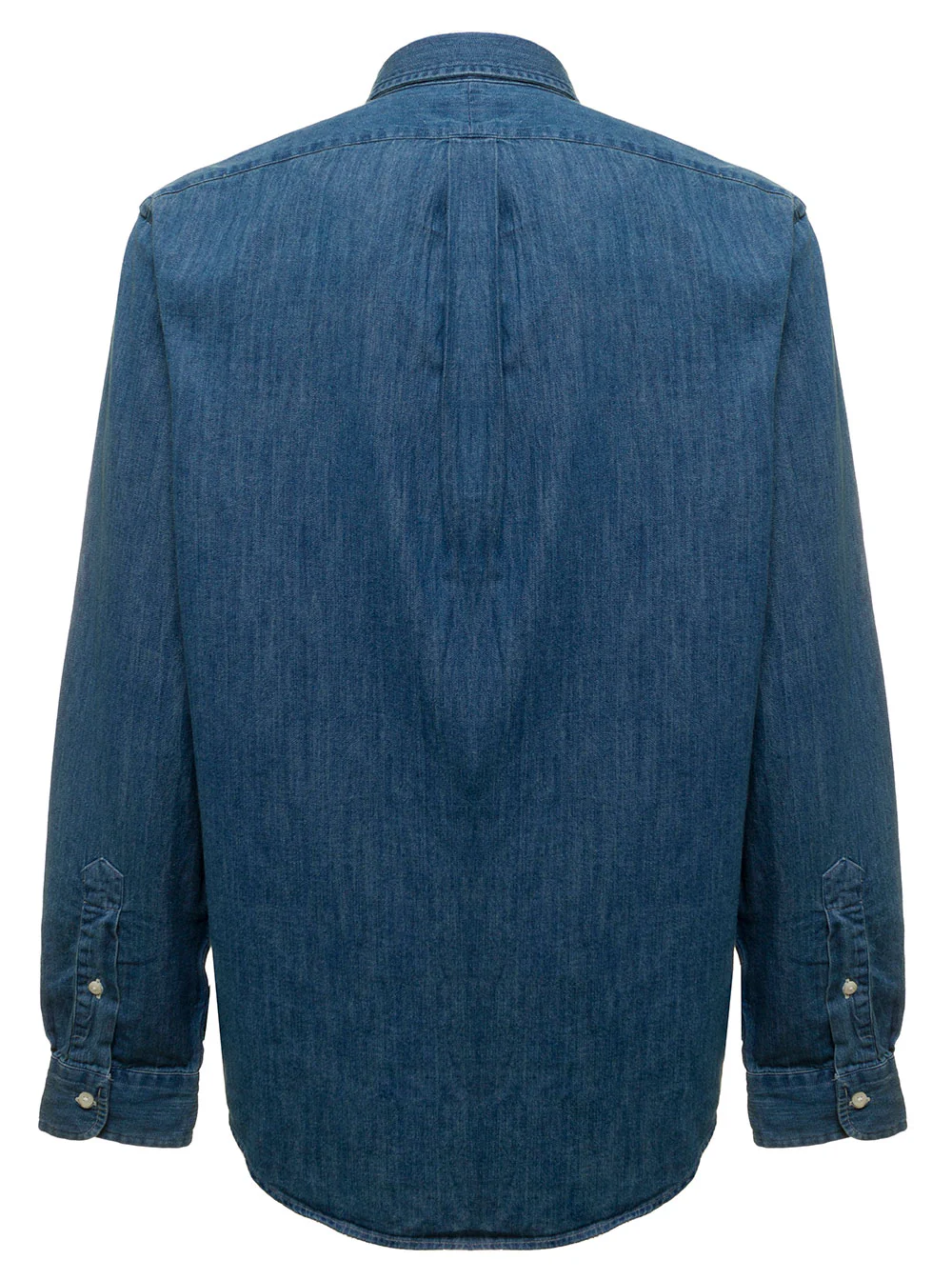 Polo Ralph Lauren Shirt Slim Fit With Button Down Collar And Pony On The Front Blue Denim For Men Blu Blouses