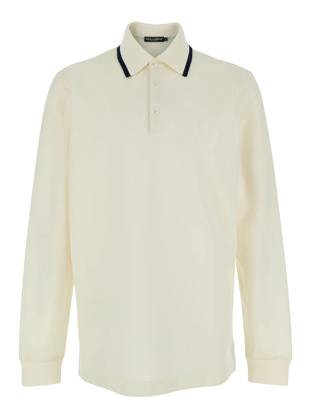 Dolce & Gabbana White T-shirt ML PIQUET with classic collar and long sleeves in Tech Fabric men Polyester Tshirts Polo Shirts