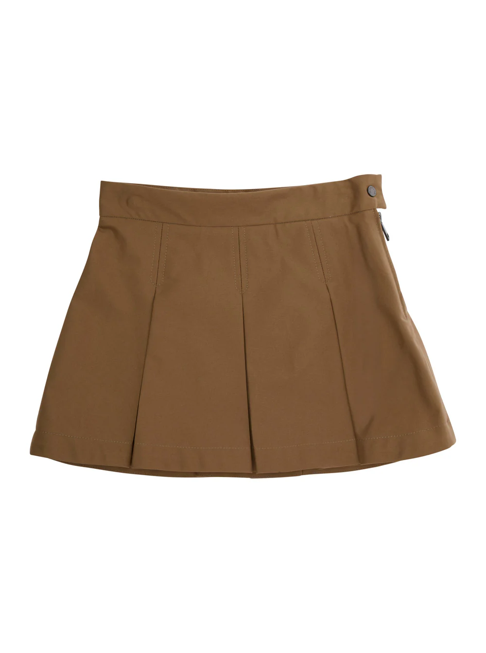 Moncler Kids Beige Pleated Skirt with Logo Patch on Back in Cotton Girl Elastane