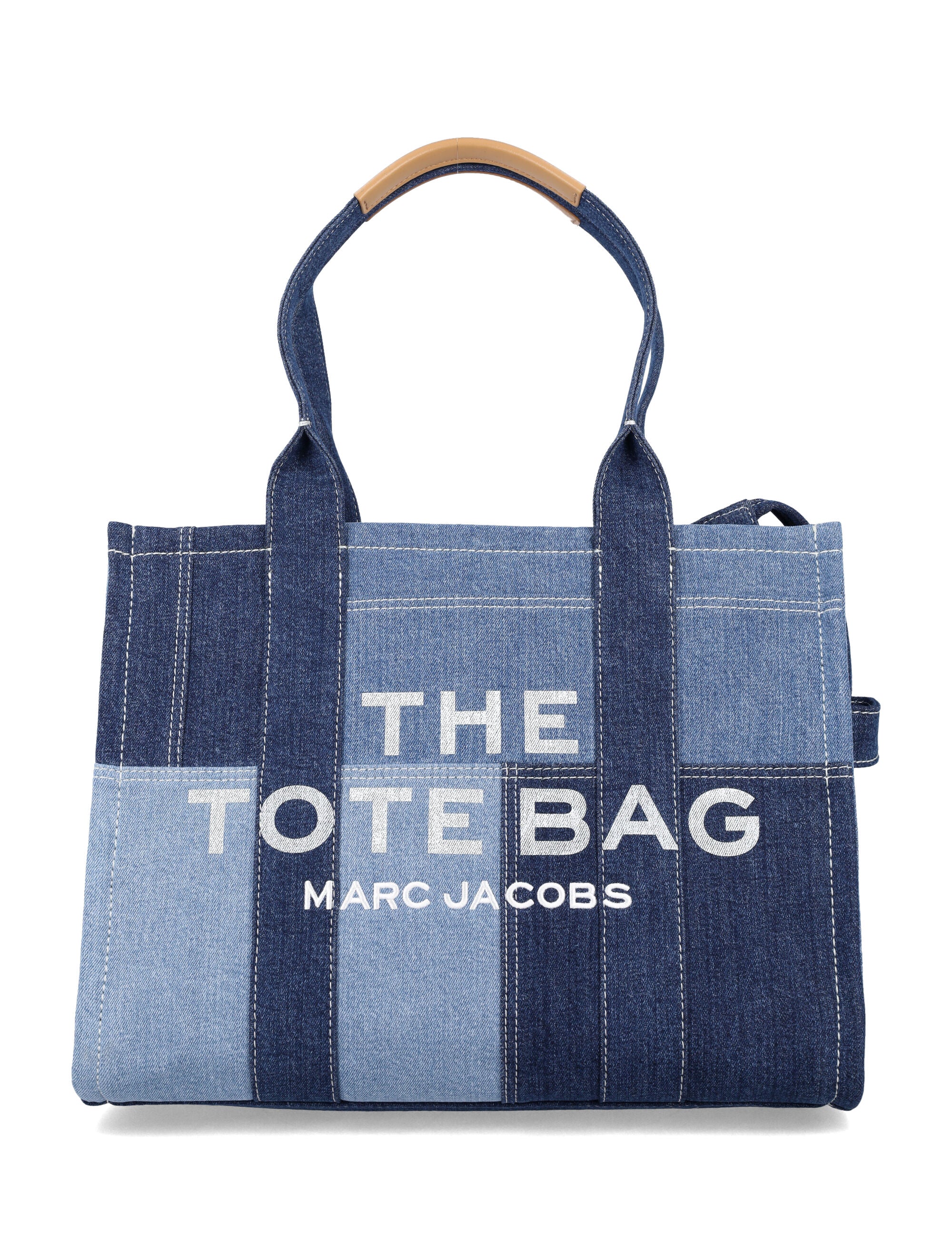 Marc Jacobs The Large Tote Patchwork Denim Bag Blue Cotton