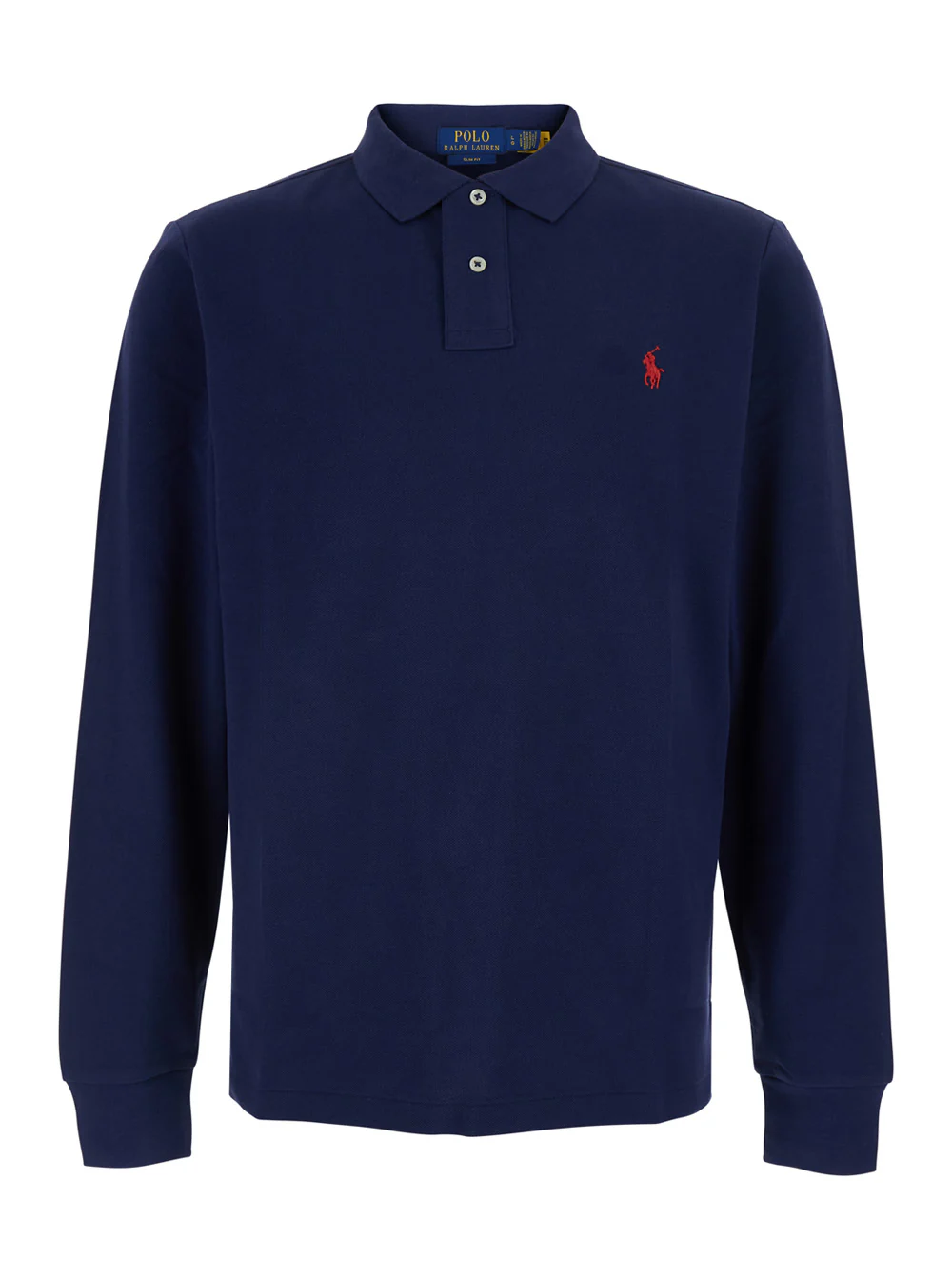 Polo Ralph Lauren Slim Fit Blue Polo Shirt With Long Sleeves And Pony Embroidery On The Front Cotton For Men Blu Tshirts