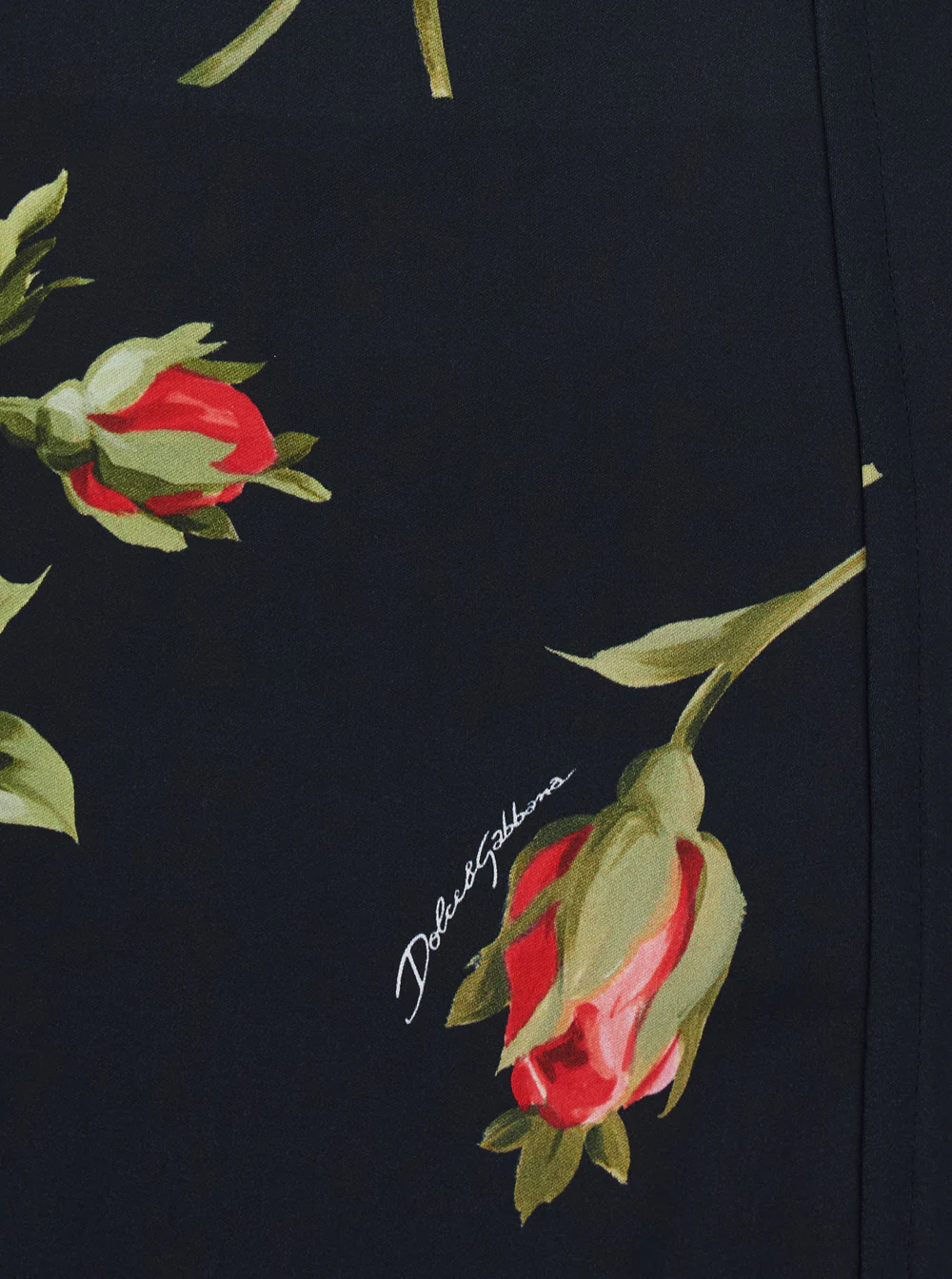 Dolce & Gabbana Black Short Dress with Floral Print in Viscose Woman Elastane Silk