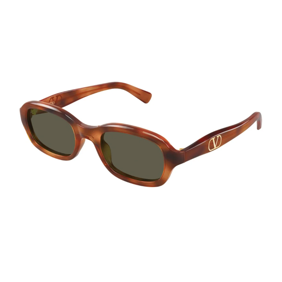 Ottica Lucciola Valentino Vg0010s Linea V Logo Havana Acetato Riciclato Sunglasses