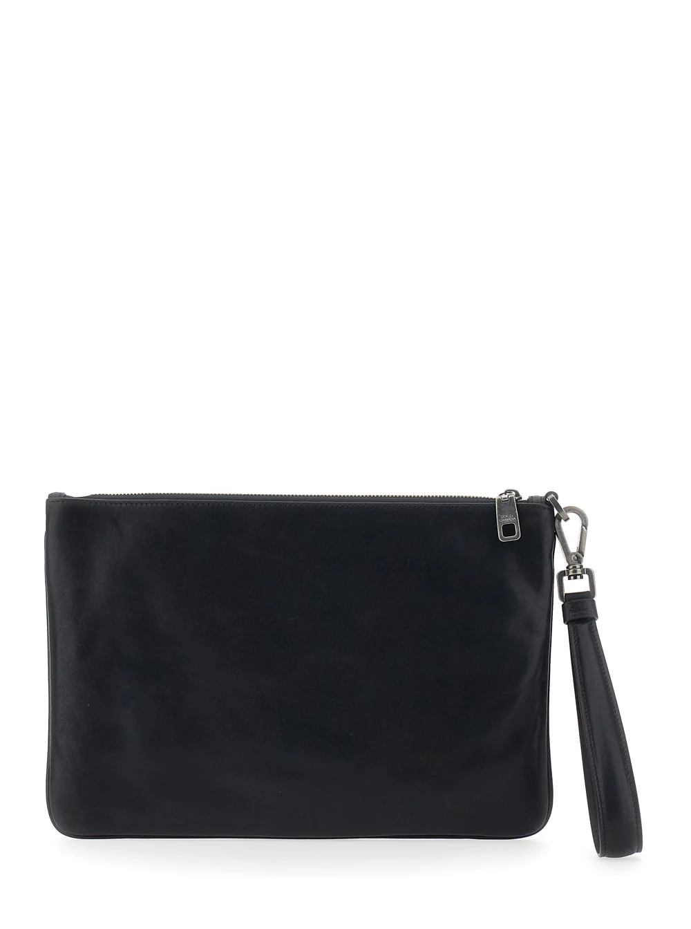 Dolce & Gabbana Black Clutch with Wrist Strap and Logo Plate in Leather for Men Cotton Viscose Clutches Pochettes