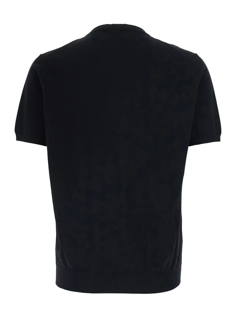 Kangra Black Crew Neck Sweater With Short Sleeves And Ribbed Finishes In Cotton For Men Jersey Kangra Black Crew Neck Sweater With Short Sleeves And Ribbed Finishes In Cotton For Men Jersey