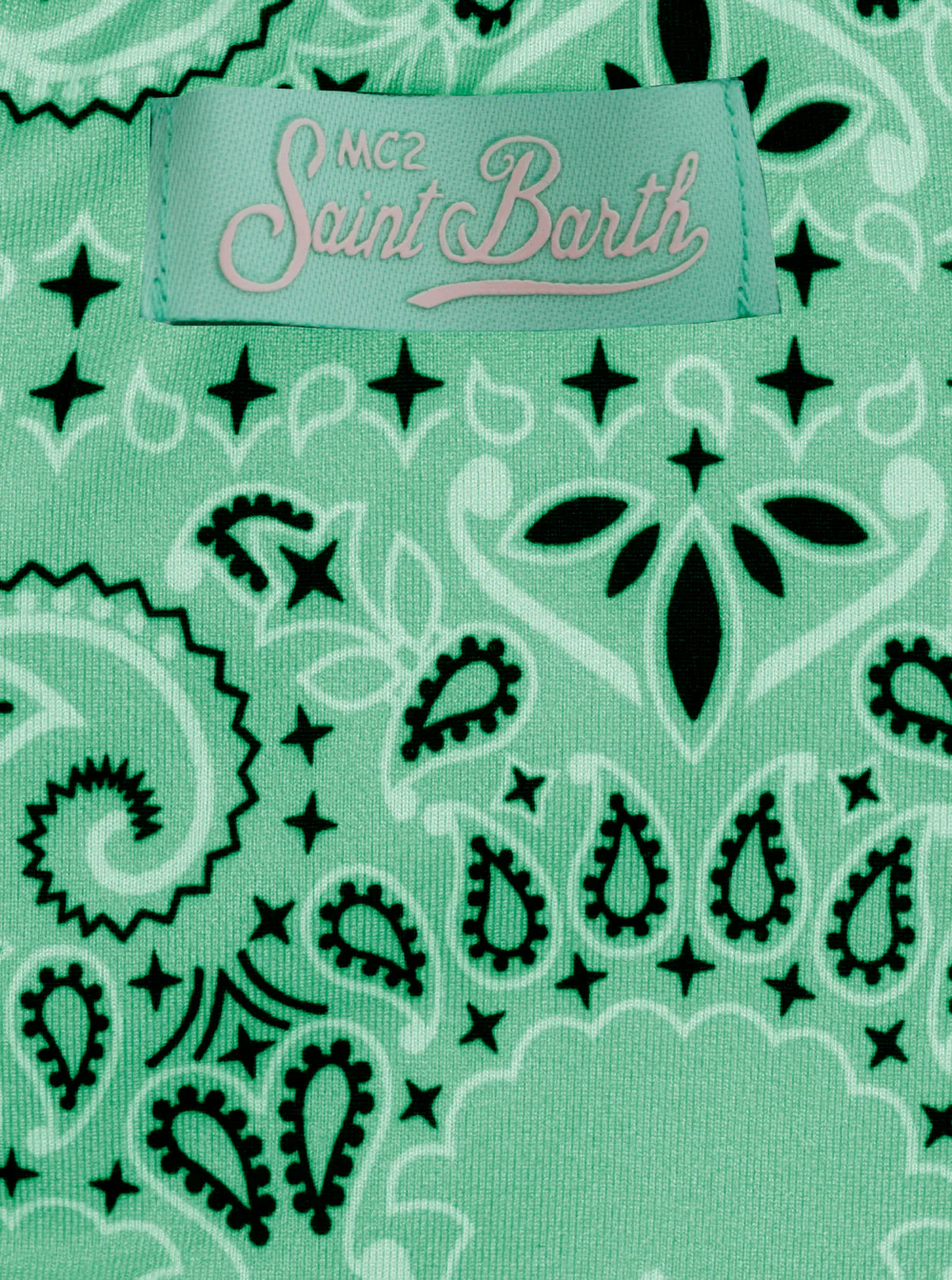 Mc2 Saint Barth Kids CRIS - BANDANNA Bikini Green with Pattern Print in Tech Fabric Beachwear