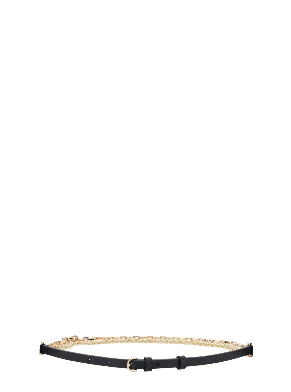 Pinko Black Leather Belt With Chain Detail For Women