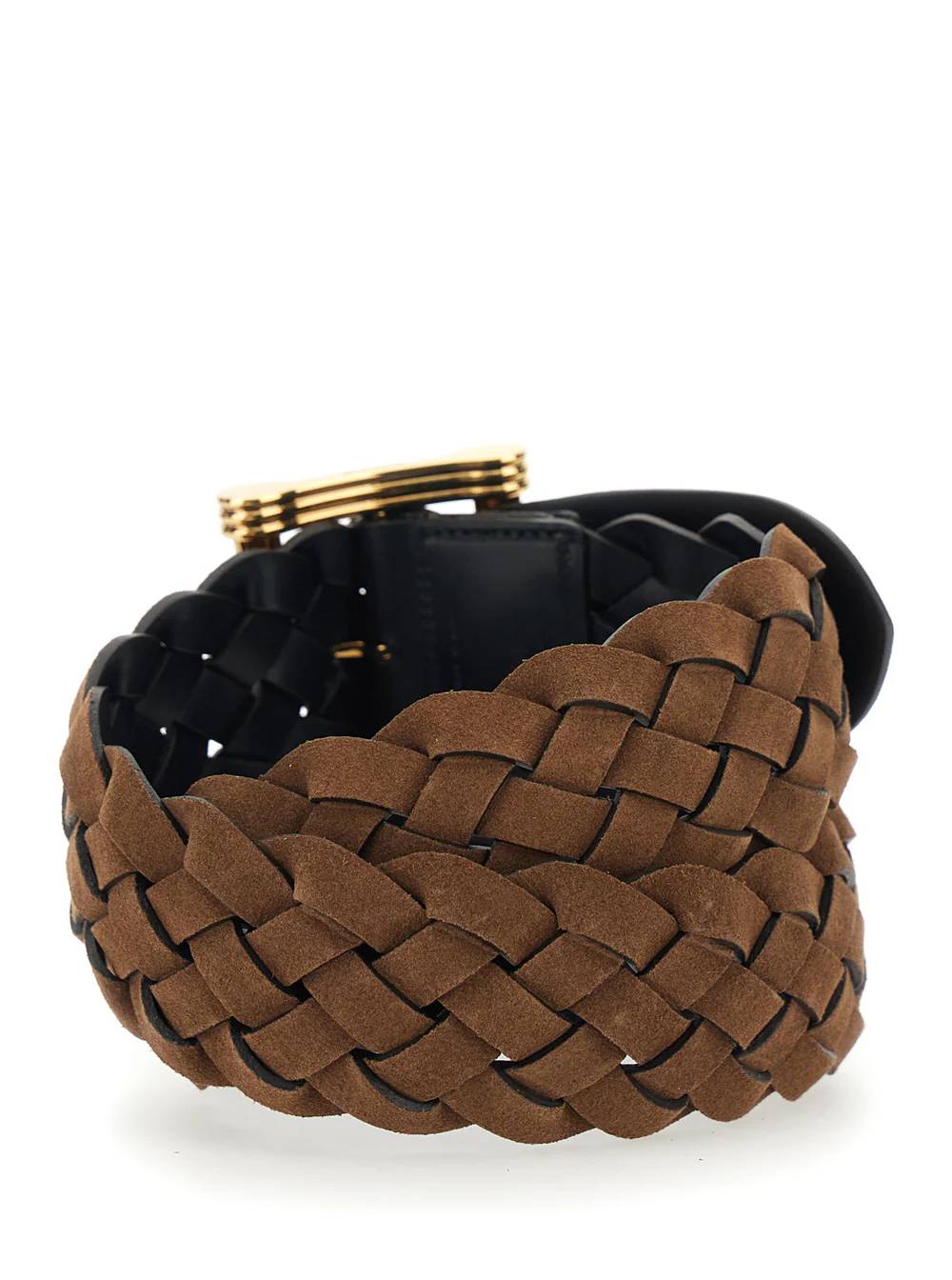 Etro Belt with Front Buckle Closure and Brown Intreccio Motif for Women Calf
