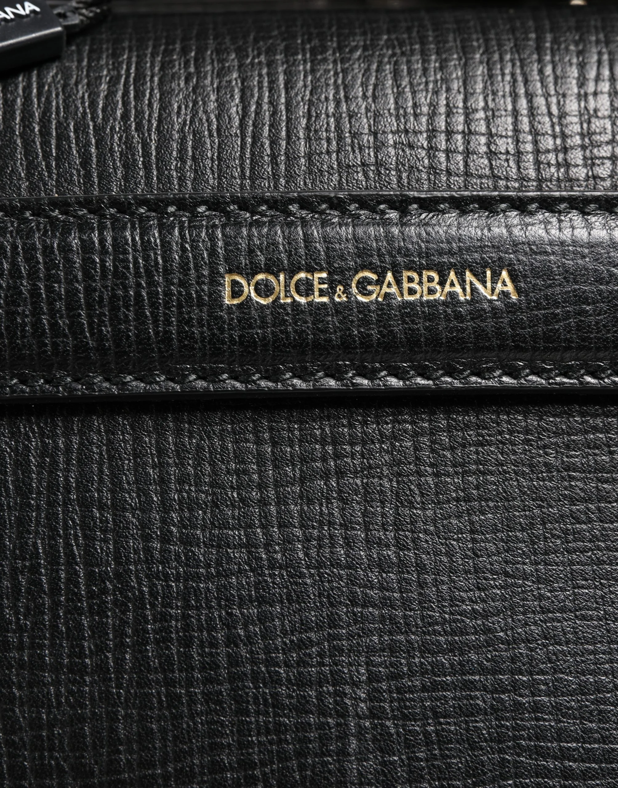 Dolce & Gabbana Black Car Man Applique Leather Weekender Borse Bag Calf Accessory