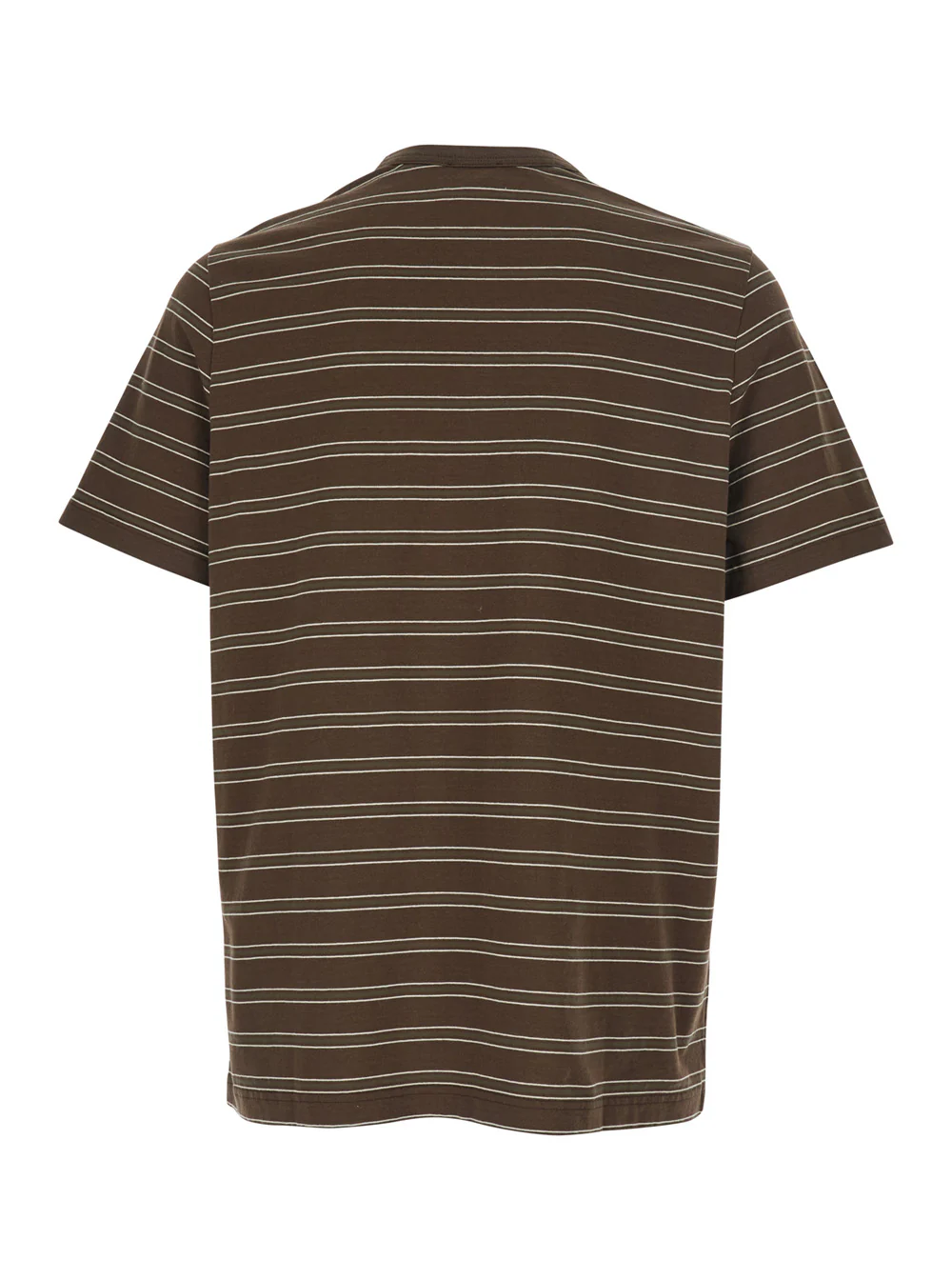 A.P.C. Brown Crew Neck T-Shirt with Striped Motif and Logo on Front in Cotton for Men Biological Tshirts Polo Shirts