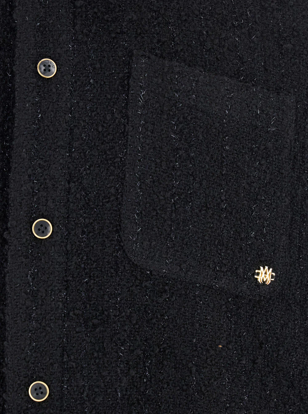 Amiri Black Shirt with Classic Collar and Logo Plaque on the Front in Fabric Man Blouses