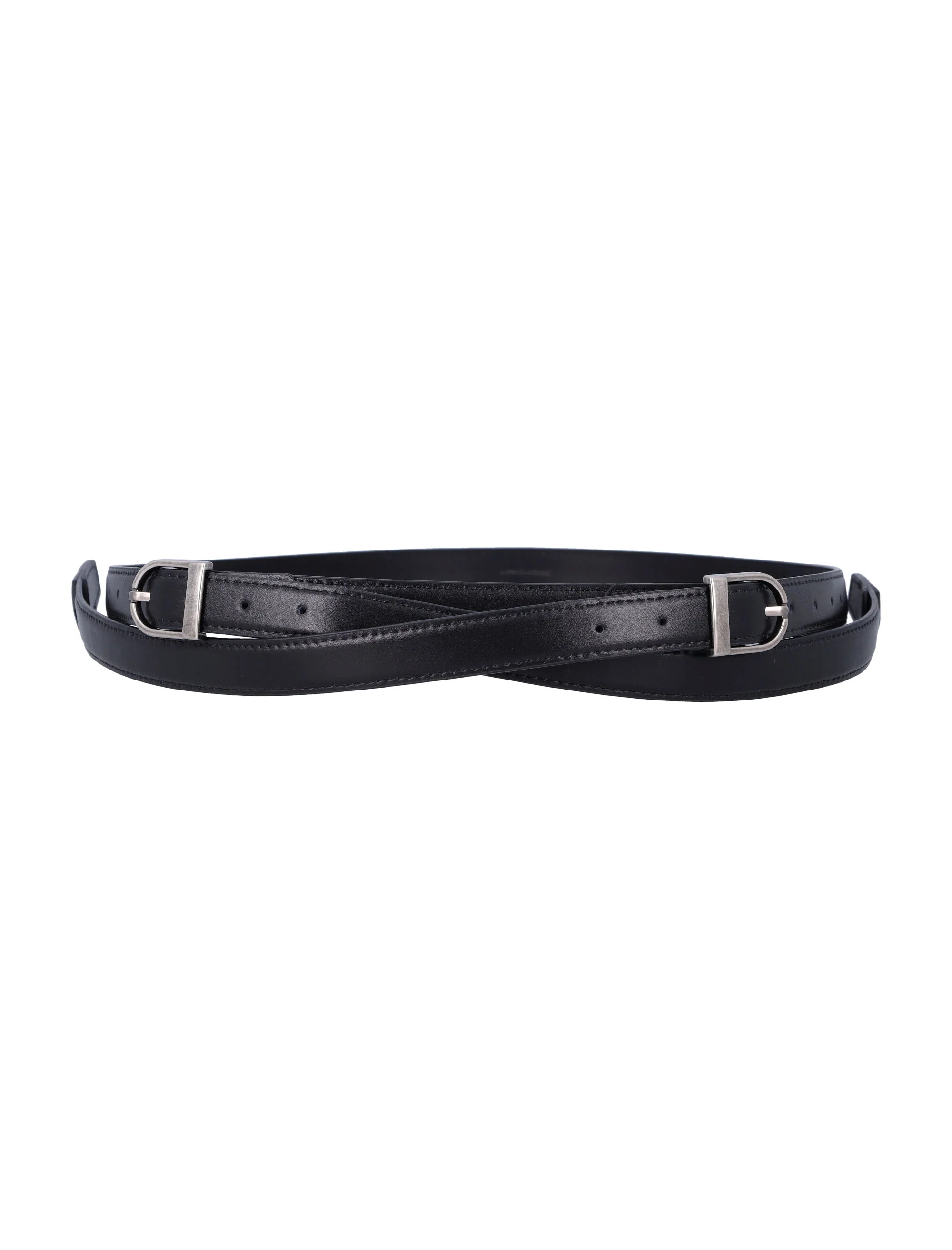 Low Classic Leather Two-Way Buckle Belt Black Cow