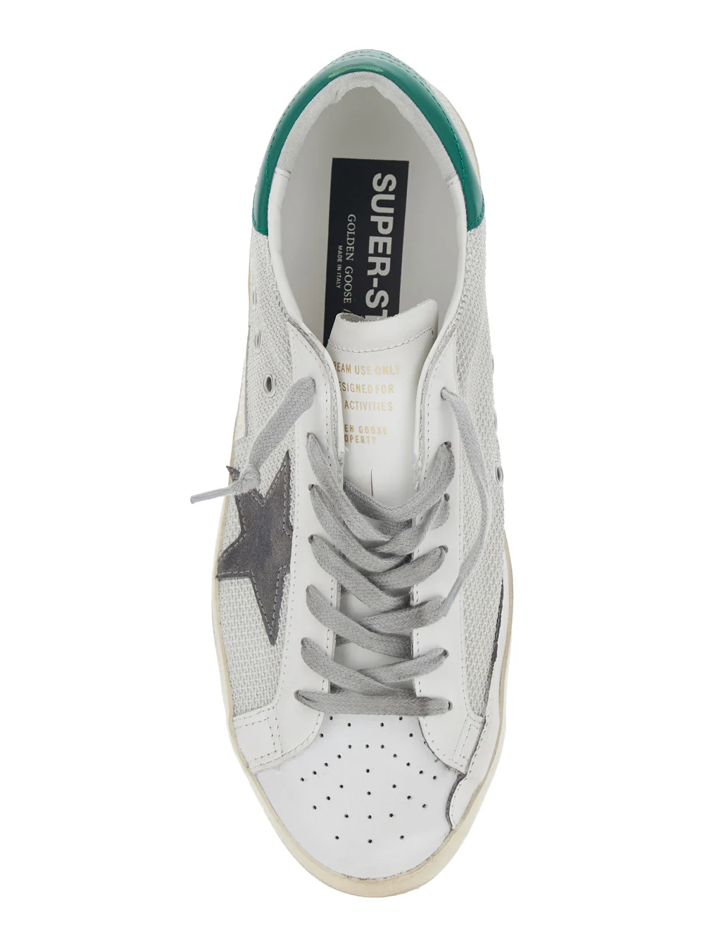 Golden Goose Superstar Low Top Sneakers With Star Patch On The Side And Leather Logo Lettering For Men White Cow Polyester