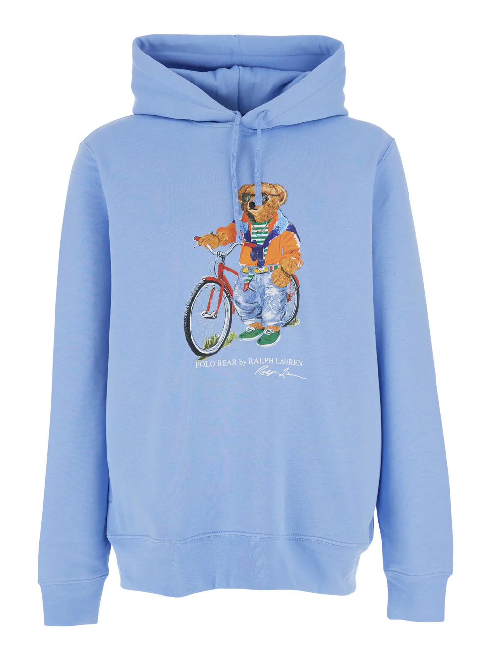 Polo Ralph Lauren Light Blue Hoodie with Fixed Hood and Maxi Logo on the Front in Cotton for Men Sweatshirts