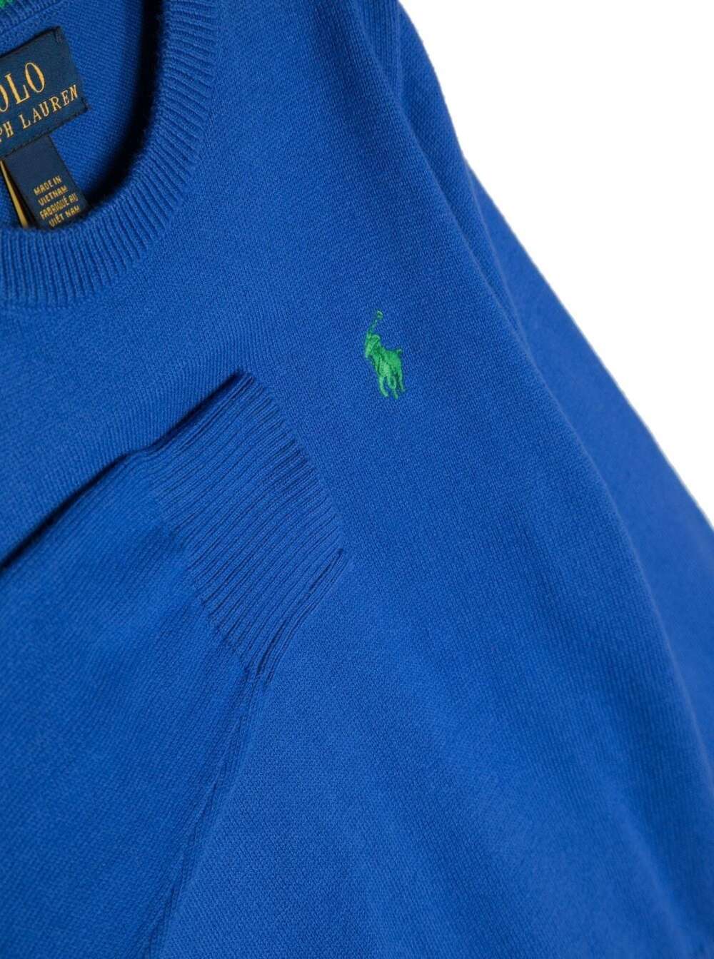 Polo Ralph Lauren Kids Blue Crewneck Sweatshirt With Logo Embroidery Cotton Boy Blu Jersey