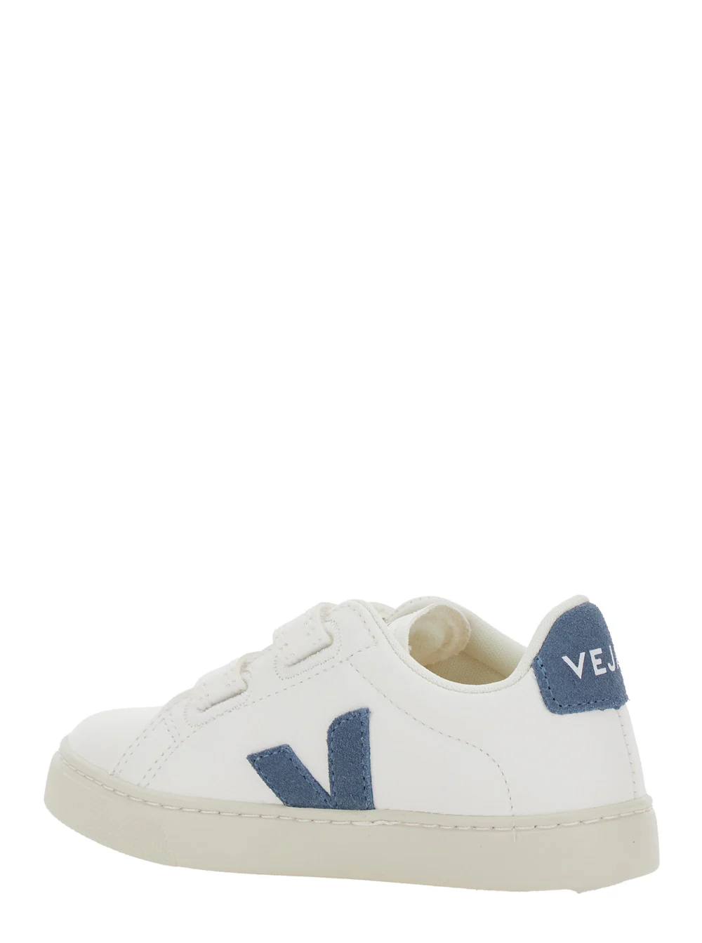 Veja Kids Epslar White Sneaker With Hook-And-Loop Closure And Logo On The Side Leather Boy